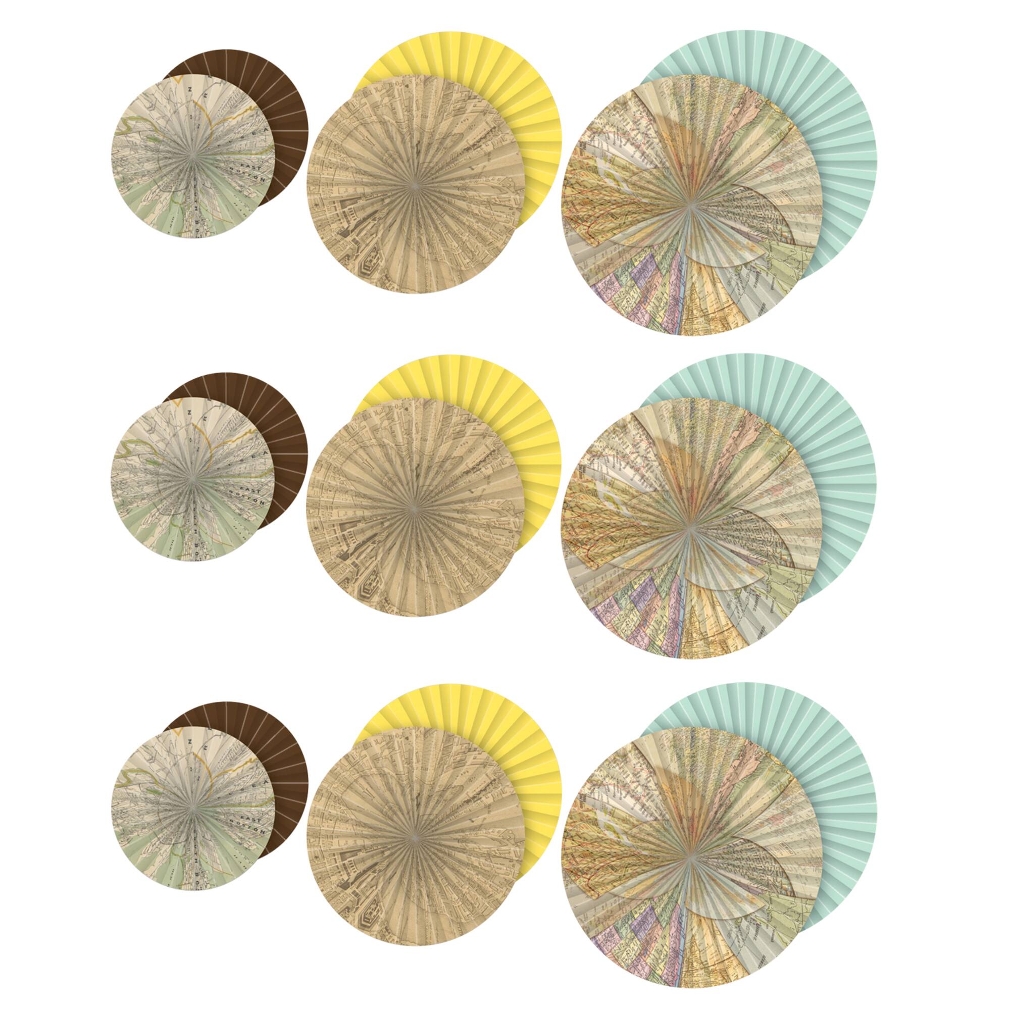 Teacher Created Resources Travel the Map Hanging Paper Fans, 3 Packs of 3
